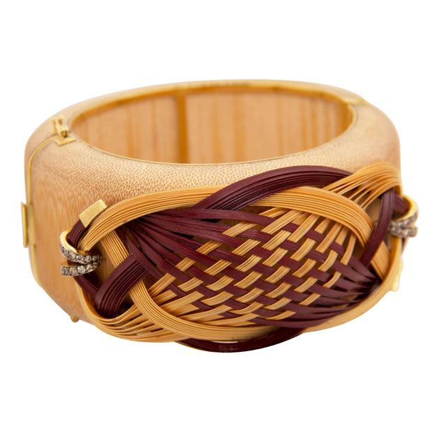 18K Yellow Gold Brown Diamond Bamboo Bracelet