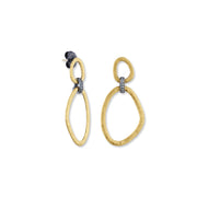 24K Gold and Oxidized Silver "Reflections" Earrings with Diamonds
