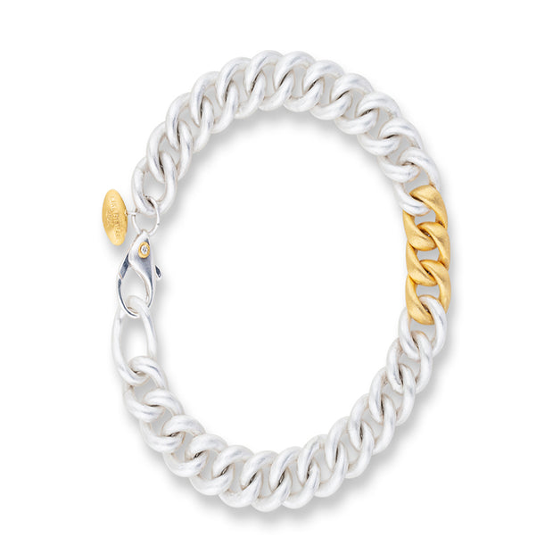 Sterling Silver and 24K Yellow Gold "Rugged Chain" Bracelet