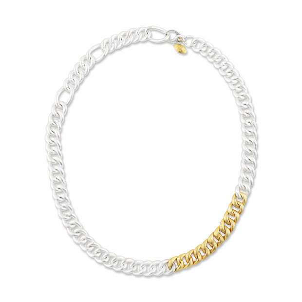 Sterling Silver and 24K Yellow Gold "Rugged Chain" Necklace