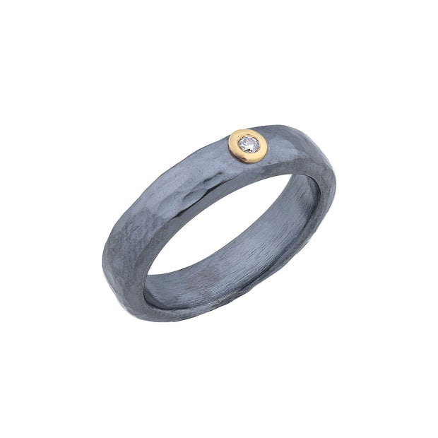 Oxidized Silver and 24K Yellow Gold "Stockholm" Diamond Ring