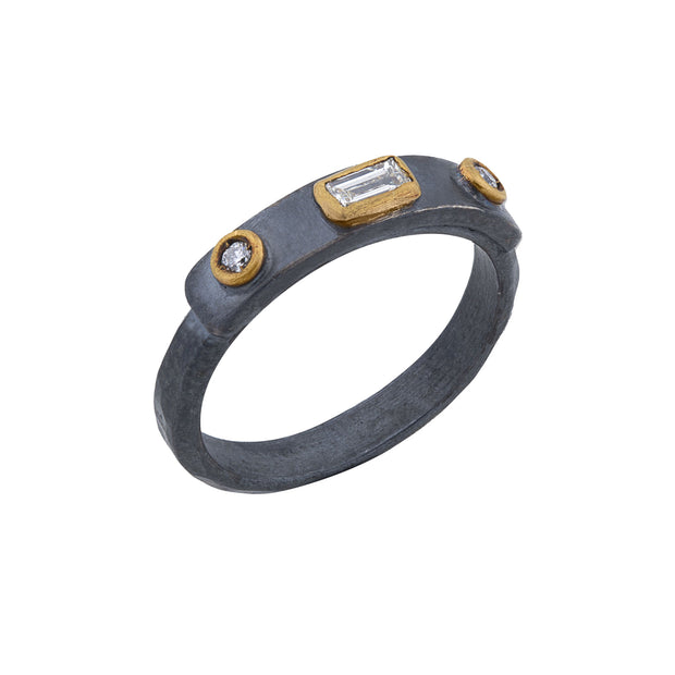 Oxidized Silver and 24K Yellow Gold "Stockholm New" Diamond Ring