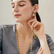 18K Yellow Gold Mogul Peridot, Opal and Champagne Diamond Earrings